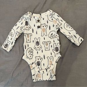 Old Navy thermal henley bear bodysuit 0-3